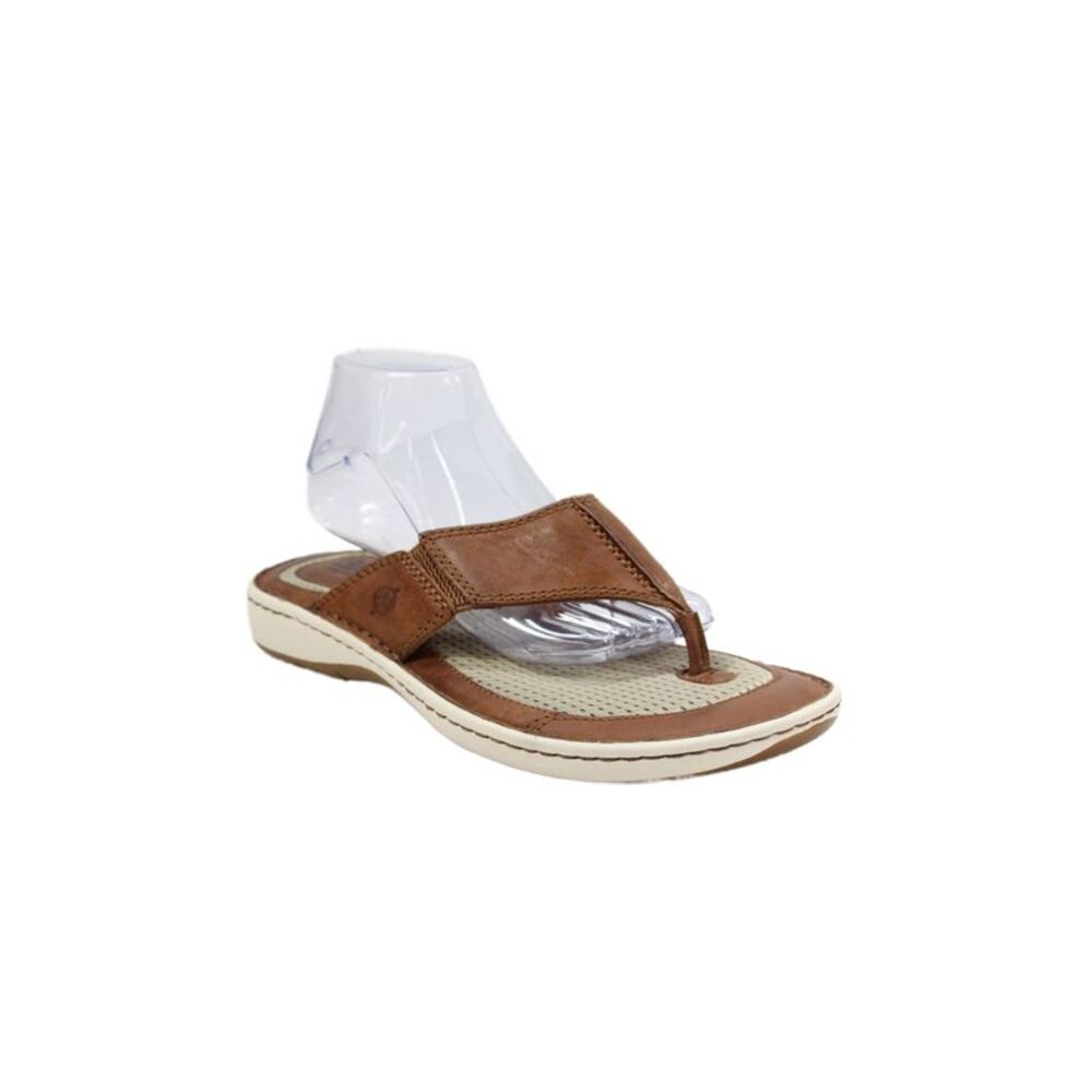 Born Mens Slip On Leather T Strap Sandals Brown Size 10M